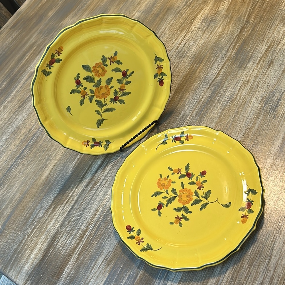 Luneville Old Strasbourg Juane 9.5” Dinner Yellow Plate Replacements Qty 2